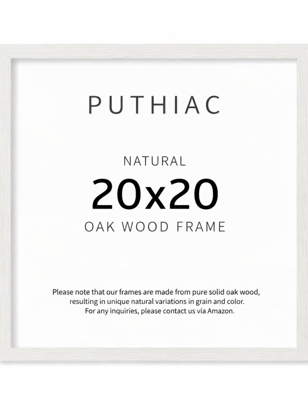 20x20 Solid Oak Wood Picture Frame White w Mat 16x16 Wall Display Modern